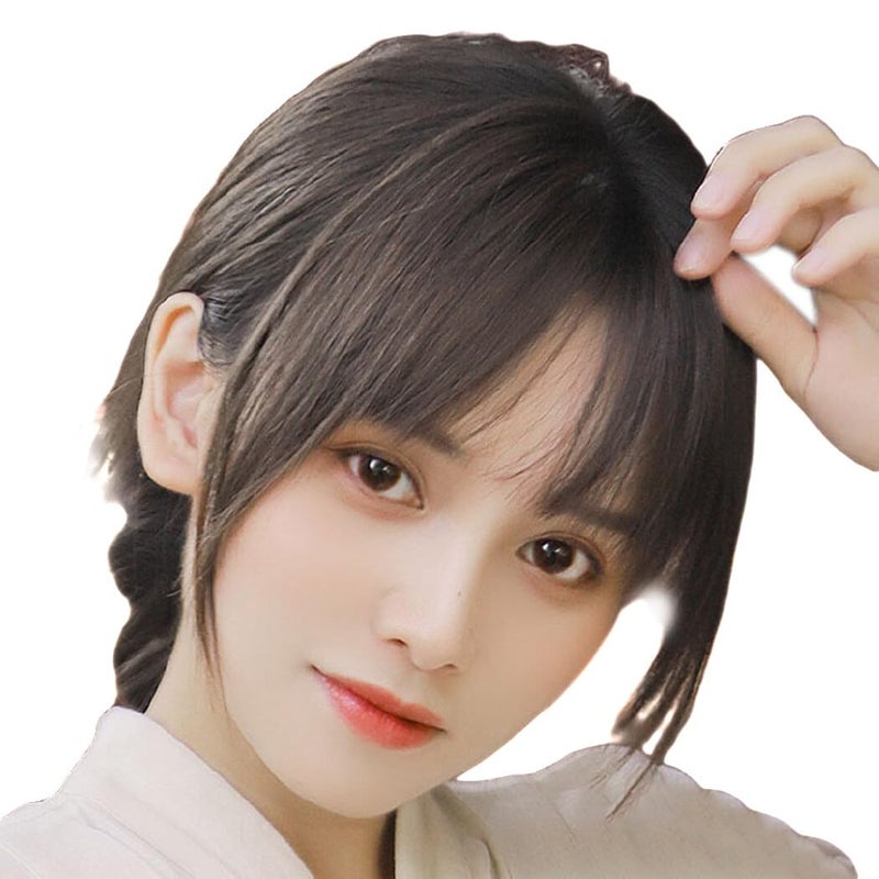 Synthetic Faux Bangs Extension Fluffy Washable Reusable Decorative Fashion Hair Natural, Brownish Black98 - Image 2