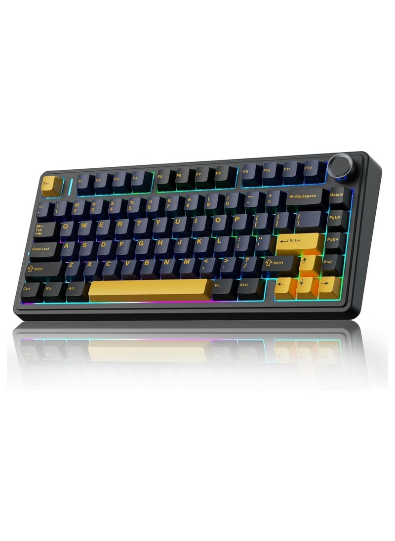 AULA F75 75% Wireless Mechanical Keyboard,Gasket Hot Swappable Custom Keyboard,Pre-lubed Greywood Switches RGB Backlit Gaming Keyboard,2.4GHz/Type-C/BT5.0 Mechanical Keyboard (Gray wood switch v3 Cool Black) - pzsku/Z737C85516C776793CC81Z/45/_/1733041664/b5544608-31a9-4a98-a065-d73fae224ea0