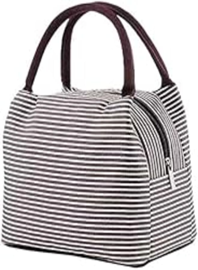 INVODA Lunch Bags Reusable Lunch Tote Bags Portable Lunch Cooler Bag Lunch Holder Insulated Lunch Box Bag for Picnic Office Beach (Brown) 