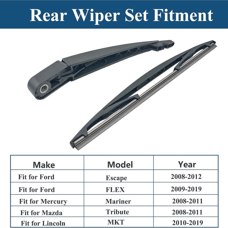 DUILEO Rear Windshield Wiper Arm & Blade Set for Ford Escape & Mercury Mariner (2008-2012) - Image 2