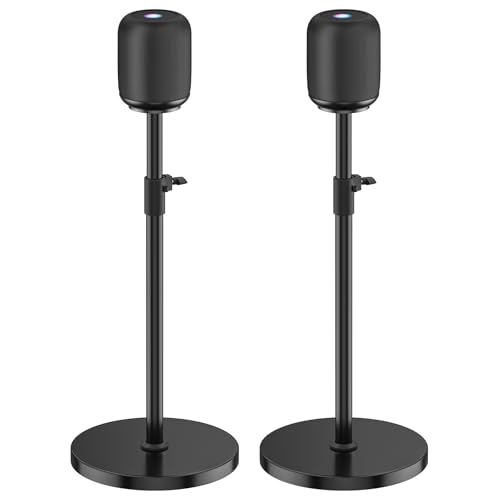 Yibracki 2 Pack Height Adjustable Speaker Stand for Homepod 1 and Homepod 2 Stand Built-in Cable Management - Heavy-Duty Floor Speaker Stands for HomePod 1st and 2nd Generation Speakers Easy to Install, Black - Image 1