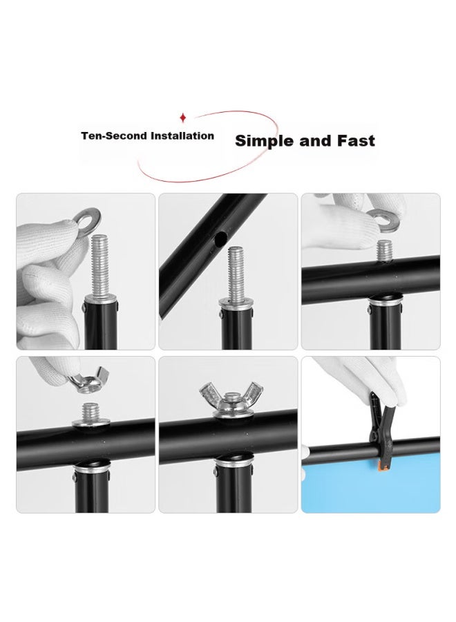 BEIYANG Photography Backdrop Stand, 80*200 Medium T-shaped Frame, Softbox Paper Backdrop Stand, Photography Equipment, Studio Accessories, Portable Metal Backdrop Stand (with 2 Large Clips Included) - Image 5