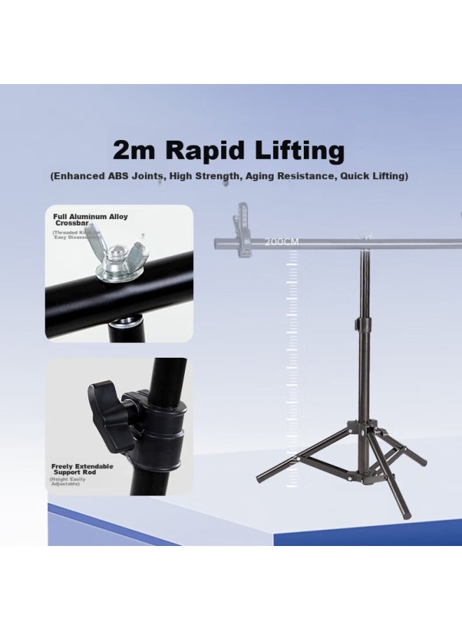 BEIYANG Photography Backdrop Stand, 80*200 Medium T-shaped Frame, Softbox Paper Backdrop Stand, Photography Equipment, Studio Accessories, Portable Metal Backdrop Stand (with 2 Large Clips Included) - Image 3