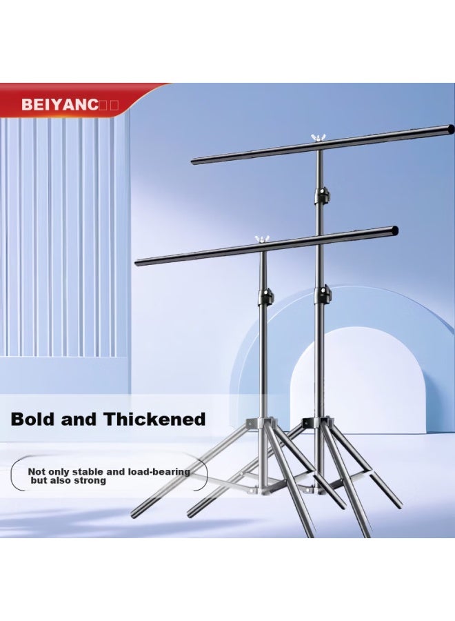BEIYANG Photography Backdrop Stand, 80*200 Medium T-shaped Frame, Softbox Paper Backdrop Stand, Photography Equipment, Studio Accessories, Portable Metal Backdrop Stand (with 2 Large Clips Included) - Image 1