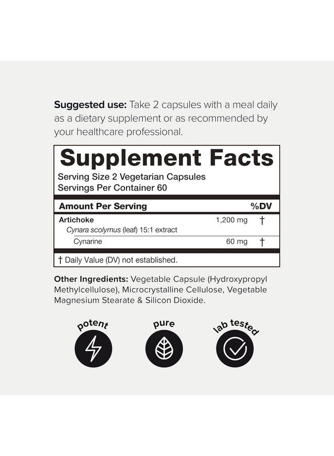 Toniiq كبسولات مستخلص الخرشوف - مستخلص عالي القوة 15:1 مع 5% سينارين - مركّز للغاية - مختبر من طرف ثالث - 120 كبسولة - Image 2