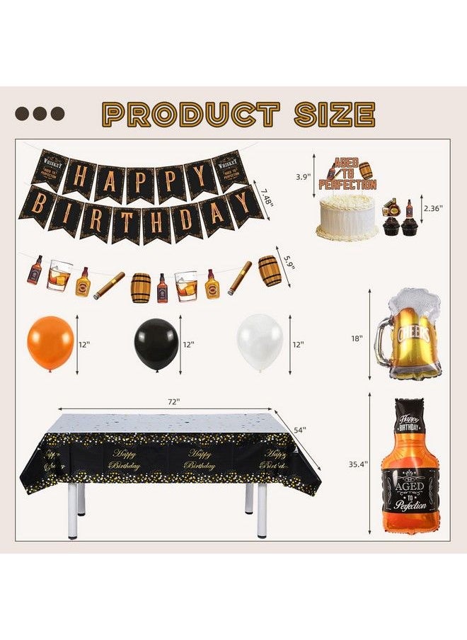 Bluegogo Whiskey Birthday Party Decorations For Men Aged To Perfection Party Supplies Include Birthday Banner Whiskey Garland Tablecloth Cake Toppers Foil Balloons For Whiskey Party Decorations For Dad Daddy  - Image 5