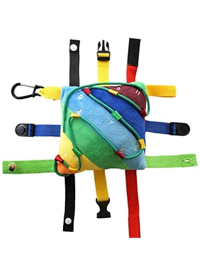 DURKU - Sensory Fine Motor Development Toy - Buckle Pillow for OT Therapy, Threading, Counting, Latches, and Zipper Skills - Image 1