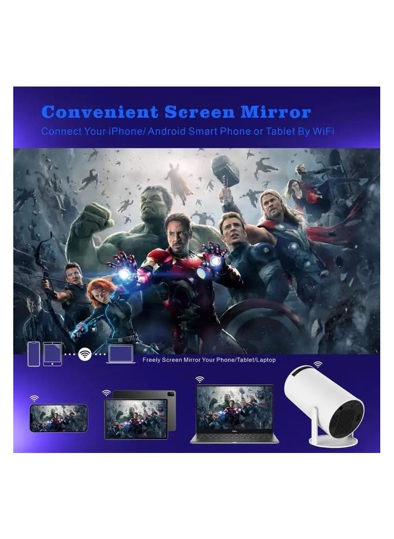 ماركة غير محددة - بروجكتر محمول ذكي 4K مع مكبرات صوت مدمجة، انعكاس للشاشة، واي فاي 2.4/5G، بلوتوث 5 - Image 1