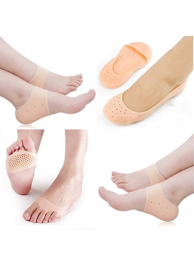 DAZVI Anti-Crack Full Length Silicone Moisturizing Heel Pads Socks Silicone Gel Pad Foot + Toe + Heel Pain Relief Cracks Foot Care Protector Pedicure Support for Men and Women Beige - Image 3