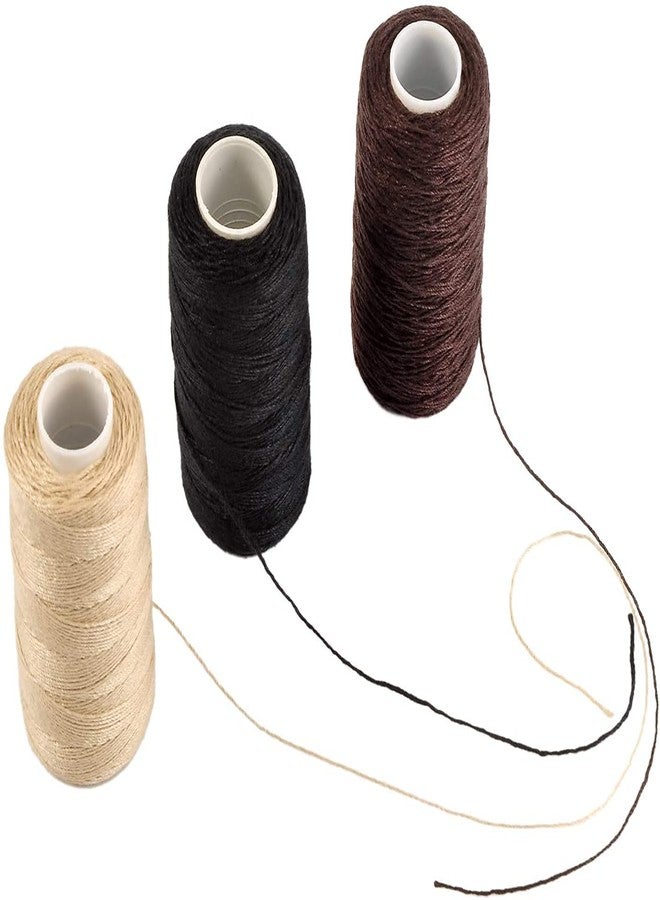 Funyn 3 لفات خيوط نسج الشعر خيوط قطنية لخياطة مشابك الشعر في تمديد الشعر صالون الشعر خيوط سميكة مع 3 إبر منحنية (ألوان مختلطة) - Image 3