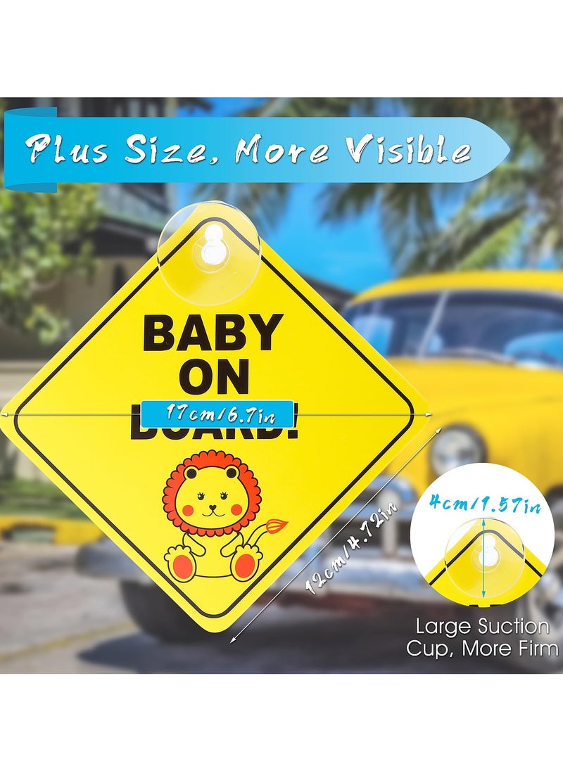 HaHaHai 2 Pcs Baby On Board Stickers Removable Car Warning Signs with Suction Cups for Safety Suction Cups Baby on Board Sticker Sign for Car Warning Removable  - Image 2