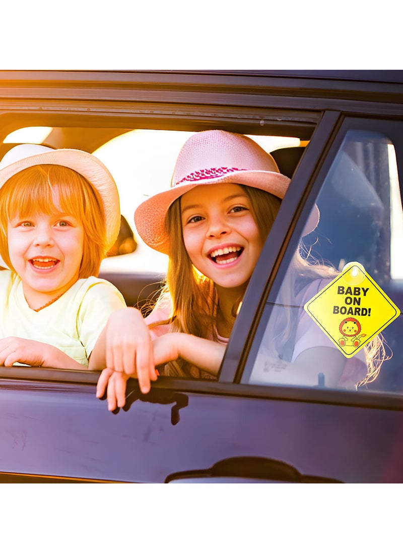 HaHaHai 2 Pcs Baby On Board Stickers Removable Car Warning Signs with Suction Cups for Safety Suction Cups Baby on Board Sticker Sign for Car Warning Removable  - Image 5