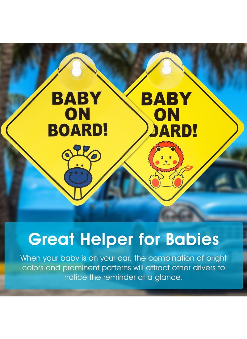 HaHaHai 2 Pcs Baby On Board Stickers Removable Car Warning Signs with Suction Cups for Safety Suction Cups Baby on Board Sticker Sign for Car Warning Removable  - Image 3