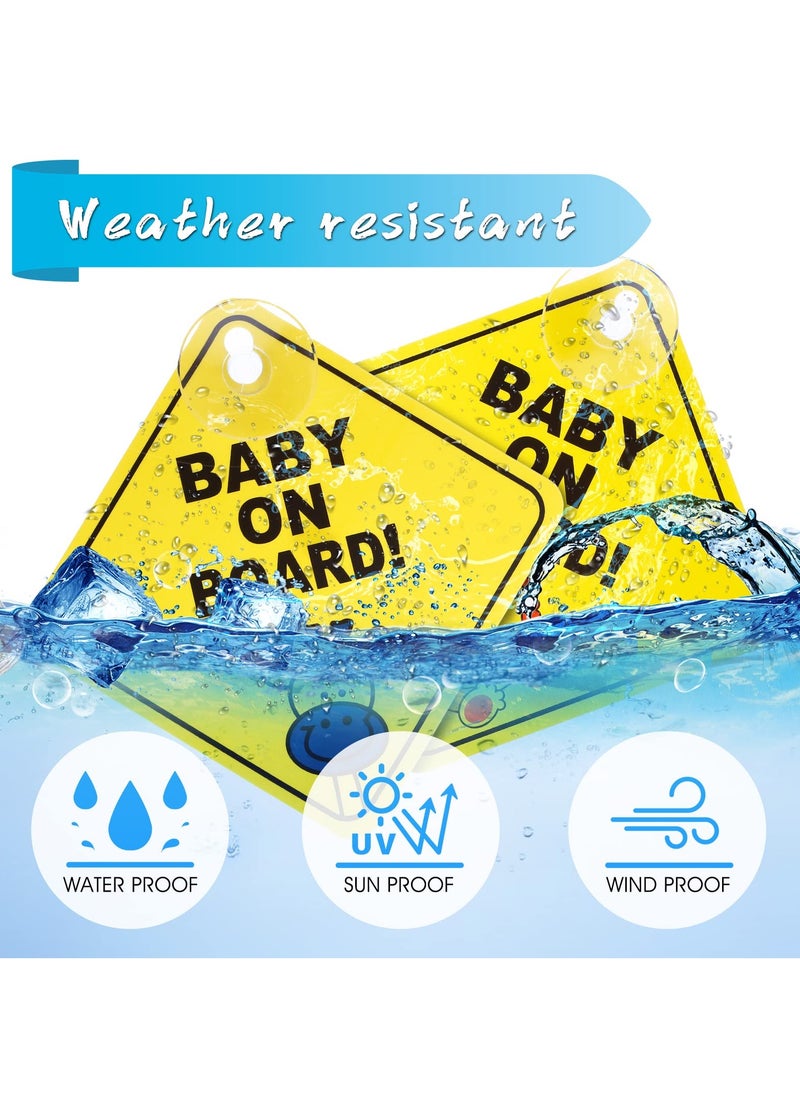 HaHaHai 2 Pcs Baby On Board Stickers Removable Car Warning Signs with Suction Cups for Safety Suction Cups Baby on Board Sticker Sign for Car Warning Removable  - Image 4