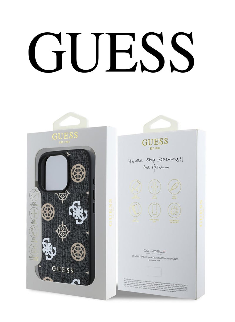 CG MOBILE IPhone 16 Pro cover, supports wireless charging MagSafe, with a logo and a leather design approved by the global brand Guess. From CG-MOBILE. In Black  - Image 5