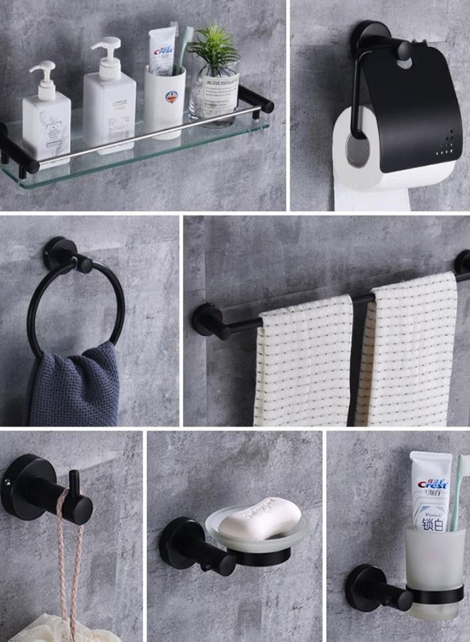 XiuWoo Bathroom Hardware Set 4 Pieces，Stainless Steel Accessories Sets ，Wall Mounted Double Towel Bar ，Towel Holder Hook，Toilet Paper Holder，Soap Dish - Image 2