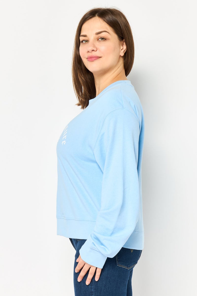 Juicy Couture Women Crew Neck Brand Logo Long Sleeves Sweatshirt, Blue - Image 3