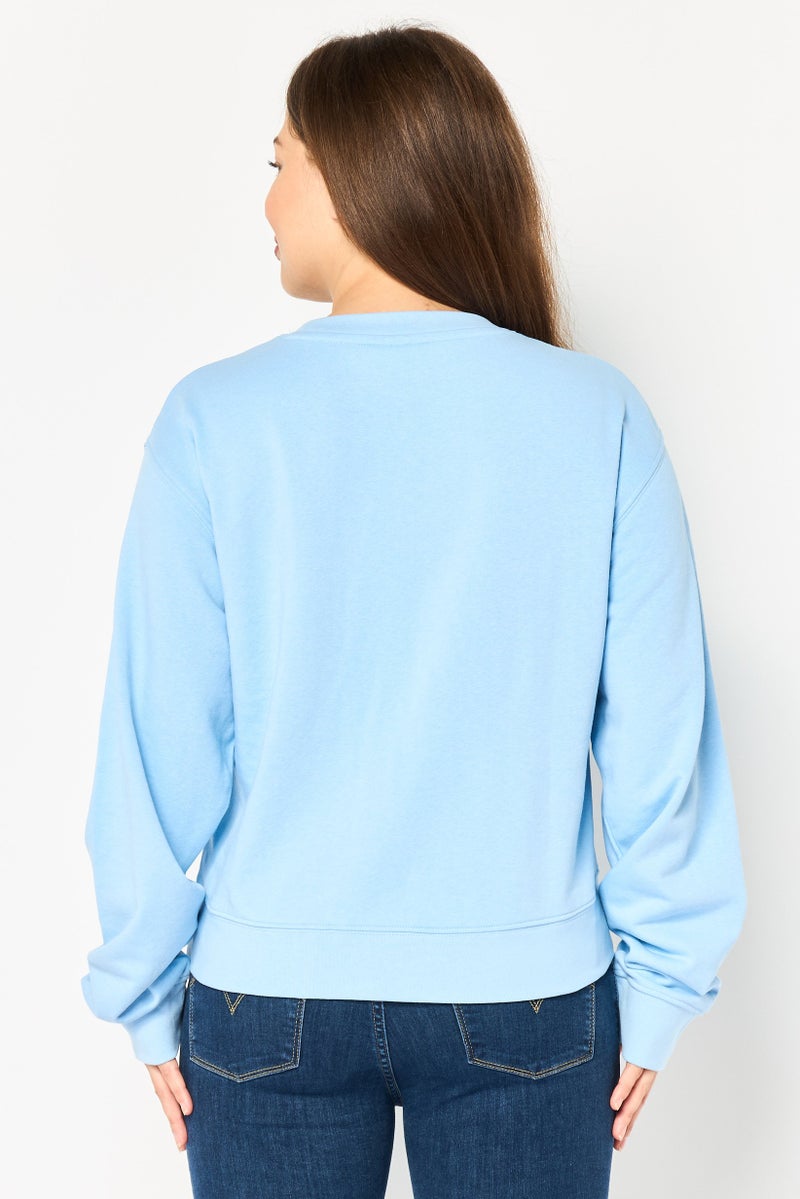 Juicy Couture Women Crew Neck Brand Logo Long Sleeves Sweatshirt, Blue - Image 4