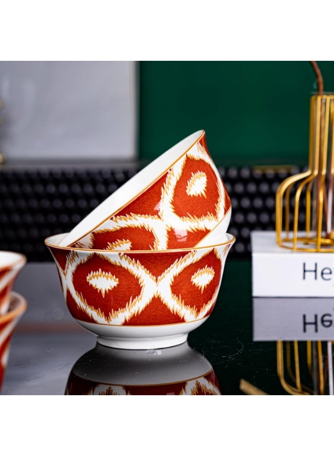 GOLD MANTIS 12-Piece Red and White Pattern Ceramic Dinnerware Set - Includes 4x 10.2-Inch Plates, 4x 8-Inch Plates, 4x 5.5-Inch Bowls | Microwave & Dishwasher Safe | Vibrant Tableware for Elegant Dining - Image 5