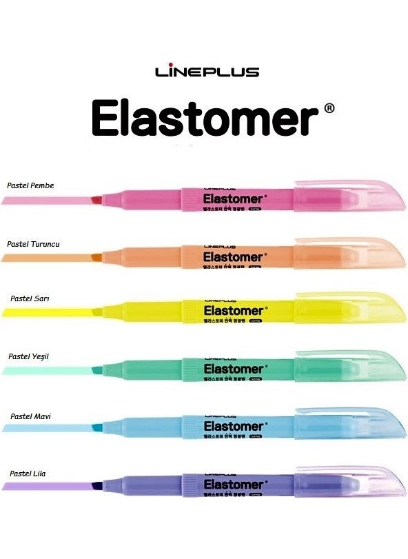 lineplus Elastomer Highlighter Pastel Colors 6 Pack  - Image 2
