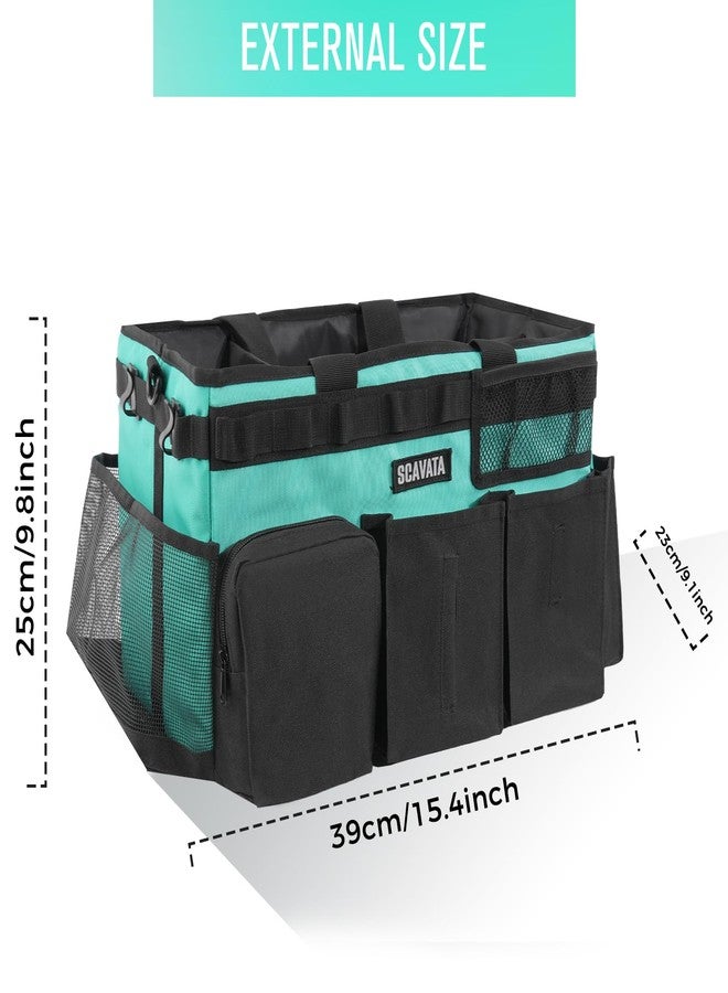 SCAVATA Wearable Cleaning Caddy Bag, Cleaning Caddy Supplies Organizer with Handle & Shoulder Straps for Housekeepers, Under Sink & Car Cleaning Tool Organizers with 4 Foldable Divider (Lake Blue) - Image 5