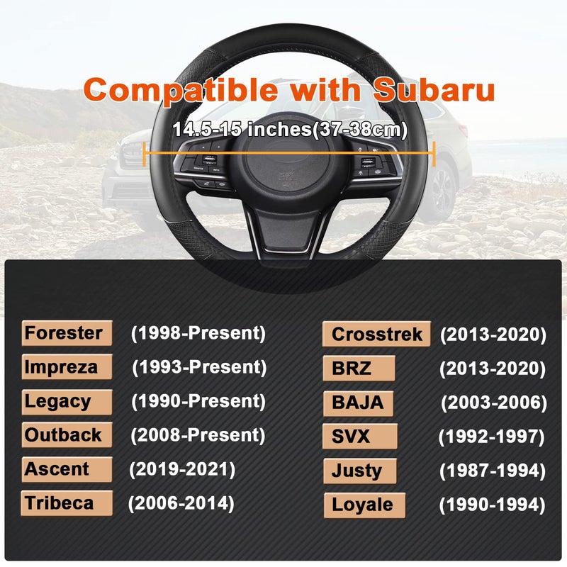 GIANT PANDA Customized Auto Steering Wheel Cover for Subaru Forester, Car Steering Wheel Cover for Subaru Outback and Crosstrek - Solid Black - Image 2