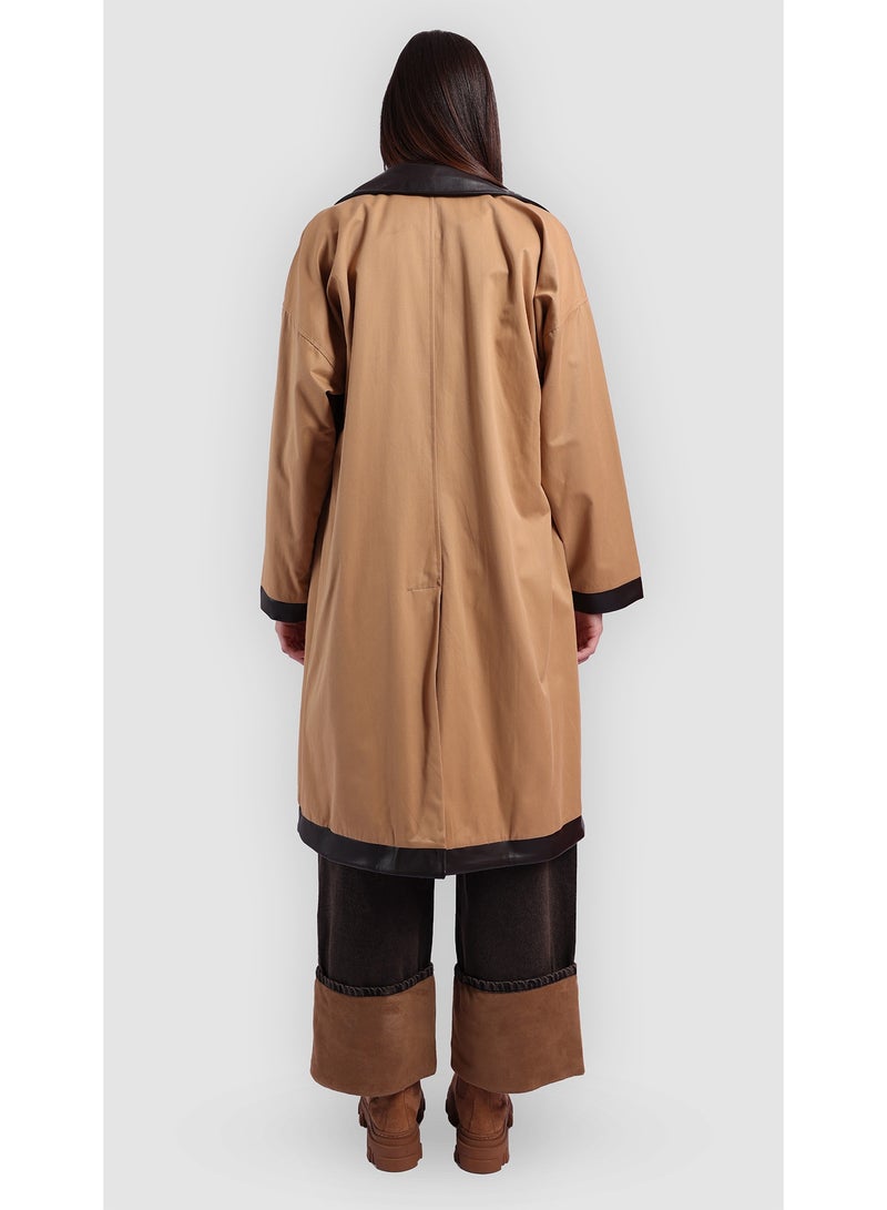 KYVELi Classic Relaxed Fit Long Coat- Beige - Image 5