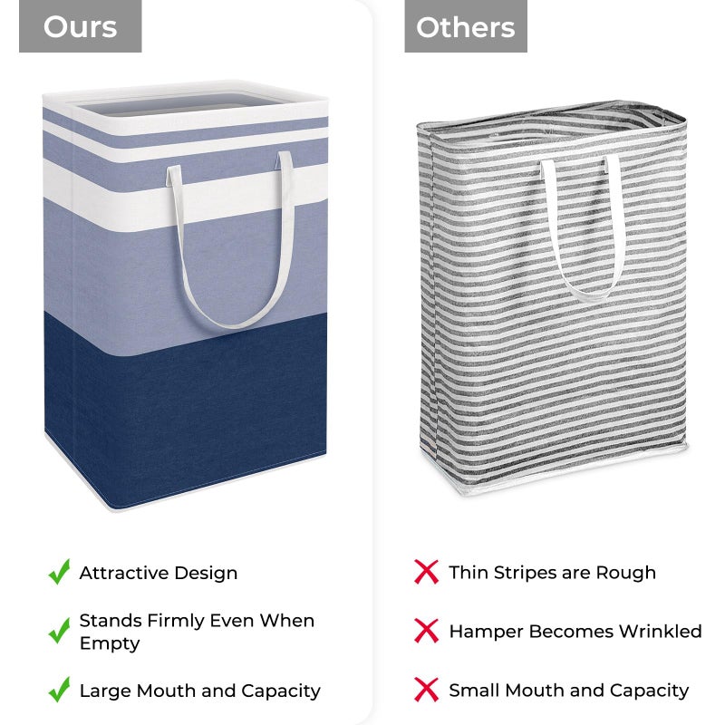 HomeHacks 2-Pack Large Laundry Basket, Waterproof, Freestanding Laundry Hamper, Collapsible Tall Clothes Hamper with Extended Handles for Clothes Toys in the Dorm and Family (Blue, 88L) - Image 3