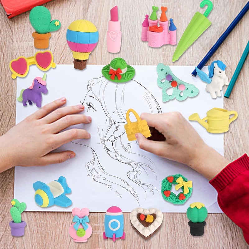 Cllayees 72 Pcs Erasers for Kids, Mini Pencil Eraser Bulk Classroom Prizes, Fun Puzzle Erasers for Girl Preschool Elementary Student, Back to School Supplies - Image 5
