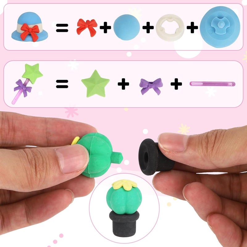 Cllayees 72 Pcs Erasers for Kids, Mini Pencil Eraser Bulk Classroom Prizes, Fun Puzzle Erasers for Girl Preschool Elementary Student, Back to School Supplies - Image 2