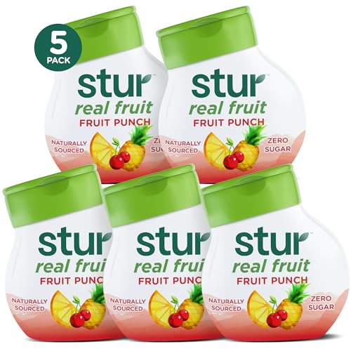 Stur Liquid Water Enhancer | Fruit Punch | Naturally Sweetened | High in Vitamin C & Antioxidants | Sugar Free | Zero Calories | Keto | Vegan | 5 Bottles, Makes 120 Drinks - Image 1