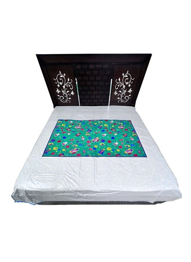Ecosoft - Plastic Sheetpvc Sheet For Kidsrubber Sheet For Babiesbed Wetting Protector(90 X 135 Cm) (Blue Bear & Green Rocket) - Image 1