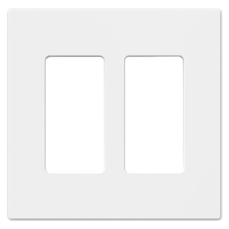 AIDA 2Gang Decorative Wall Plates 488 H x 494 L Unbreakable Thermoplastic Faceplate Cover for Outlets and Switches UL Listed 1 Pack Matte White