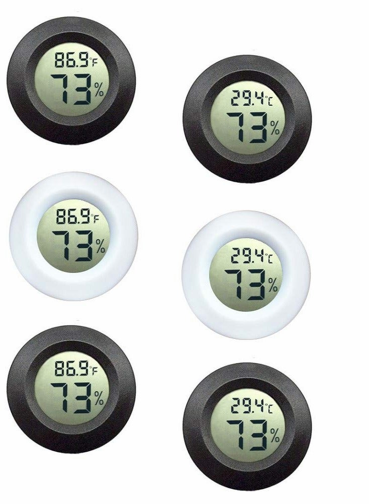 KASTWAVE Thermometers, Mini Hygrometer Thermometer, Indoor Thermometer, Hygrometer Fahrenheit or Celsius Meter, Digital LCD Monitor, for Greenhouse, Garden, Cellar, Cars, Baby Rooms, 6-Pack  - Image 1