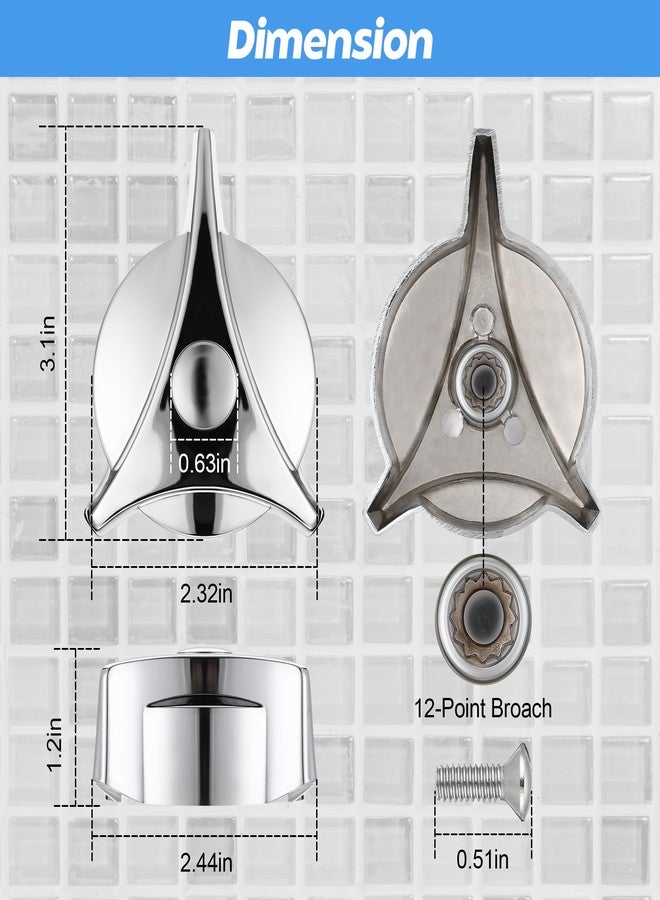 Dreyoo Shower Faucet Handle Replacement for T-31, Compatible with Symmons/Temptrol Tub and Shower Faucets, Shower Knob Replacement Single Handle with Screw and Plug Button, Metal, Chrome Plated - Image 2
