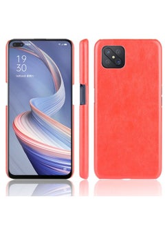 HuHa Case Cover For Oppo Reno4 Z 5G/A92S Shockproof Litchi Texture PC + PU Case Red 