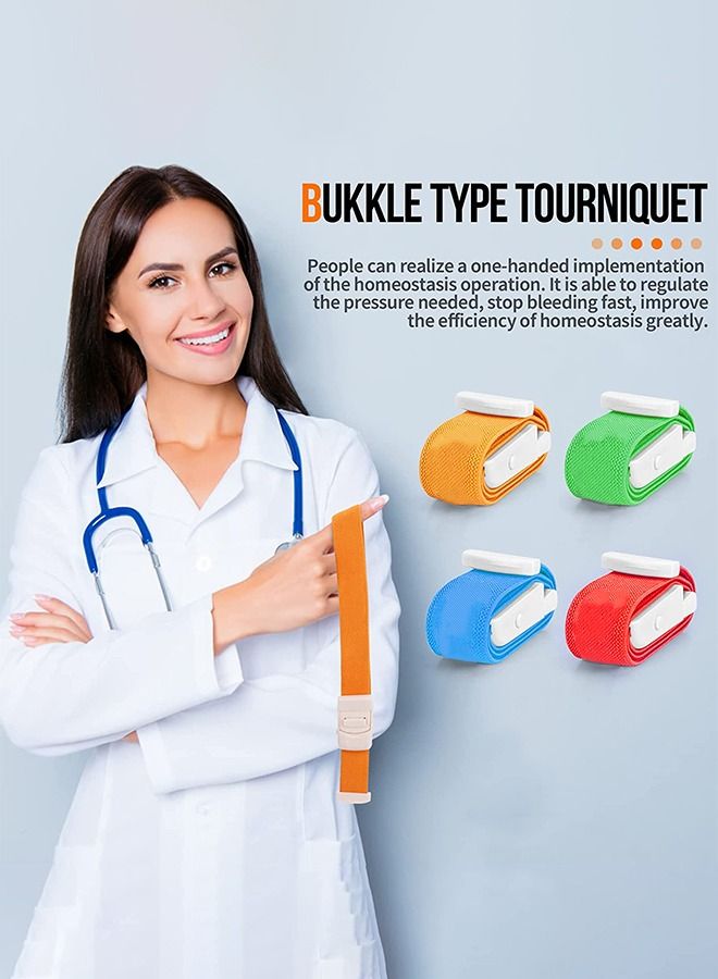 4-Pack Emergency Tourniquet, Adjustable Tourniquets Medical Emergency First Aid Quick Release Tourniquet with Buckle, Outdoor Snap-Type Emergency Buckle Band