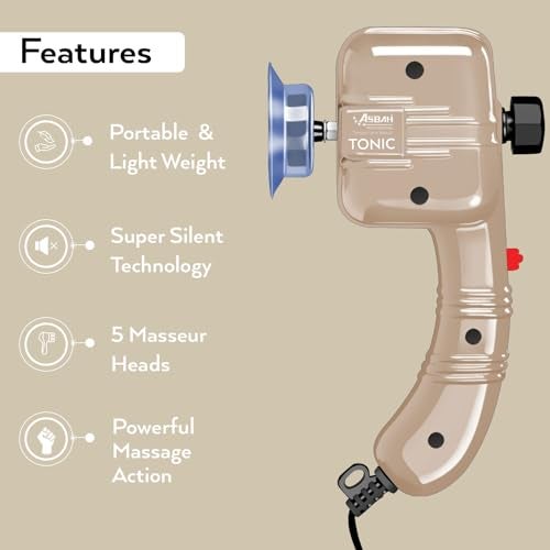 ASBAH Tonic Massager Machine for Face & Other Body Parts| Electric Massager with 5 Interchangeable Heads for Pain Relief & Relaxation |Facial machine for Salon & Parlor |Handheld Massager - Multicolor - Image 2