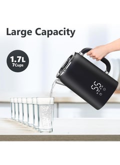XVersion 1.7L Electric Kettles,Smart Water Boiler Kettle with Touch Screen,Digital Display,5 Temp Settings,Dual Wall Anti-Scald,Rapid Boil,Auto Shut-Off for Tea/Coffee/Milk - black  - Image 5