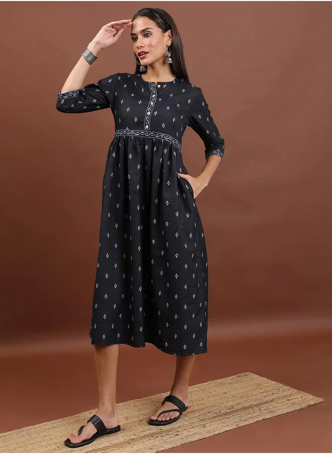 Vishudh Printed Empire Waist Dress