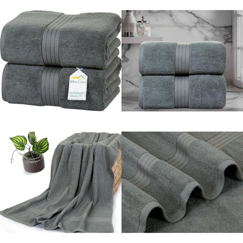 Luxurious Jumbo Bath Sheet 35 x 70 Inch 2 Pack - 550 GSM 100% Cotton 20/D Highly Absorbent and Quick Dry Hotel Bath Sheet Set - Image 1