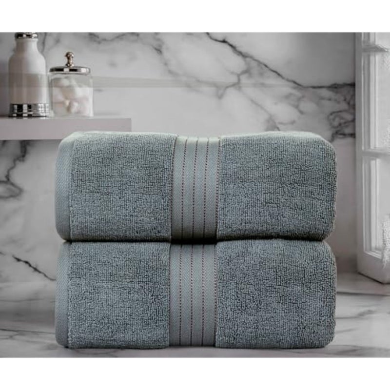 Luxurious Jumbo Bath Sheet 35 x 70 Inch 2 Pack - 550 GSM 100% Cotton 20/D Highly Absorbent and Quick Dry Hotel Bath Sheet Set - Image 3