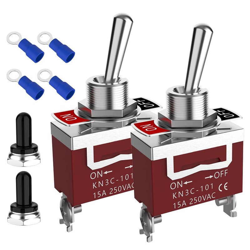 Malictele Toggle Switch Malictele 12V 30A HeavyDuty ONOff 2Pin SPST Waterproof Toggle Switch with Waterproof Cap and Terminals for Auto Car Boats 2Pack - Image 3