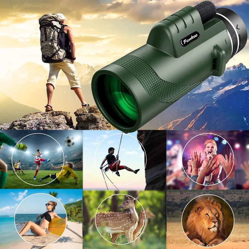 Pankoo 40x60 HD High Power Adult Monocular with Tripod and Smartphone Adapter - Ideal for Birdwatching, Hiking, Traveling Concerts - BAK4 Prism, Clear Colors, Durable and Portable - Image 4