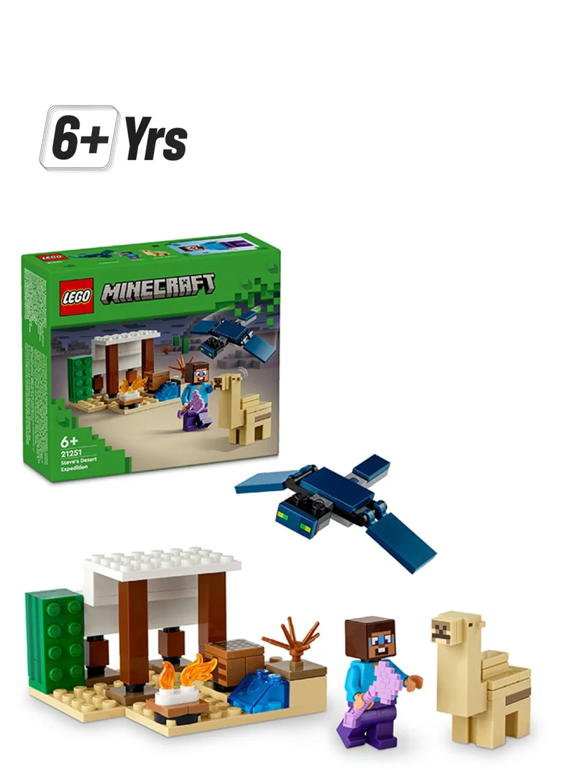 ليغو Minecraft Steve's Desert Expedition Building Toys for 6 Plus Year Old Kids, Boys and Girls, Biome Gaming Set with House, Toy Animal and Figures, Gift for Gamers 21251
