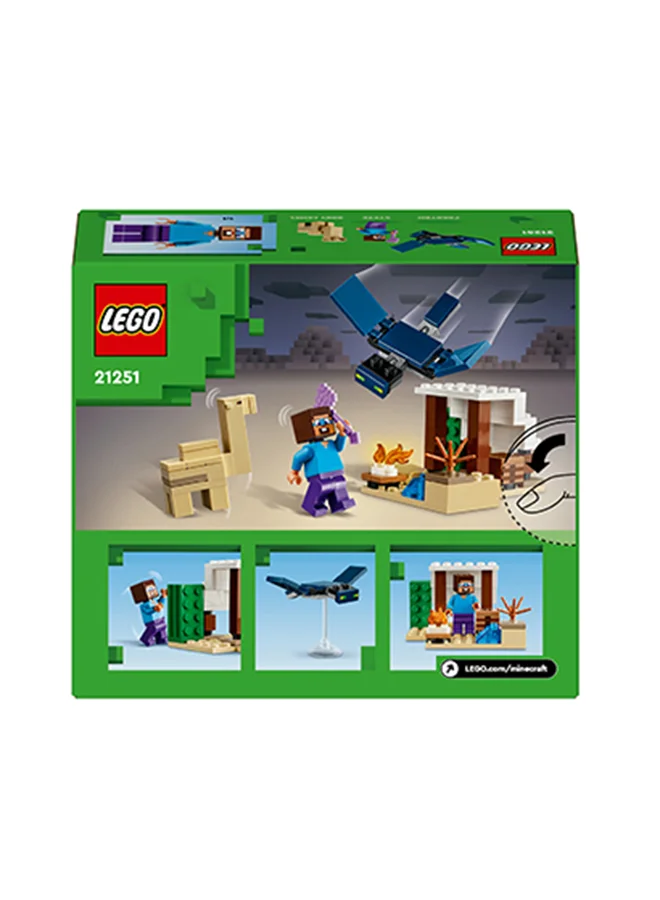LEGO Minecraft Steve's Desert Expedition Building Toys for 6 Plus Year Old Kids, Boys and Girls, Biome Gaming Set with House, Toy Animal and Figures, Gift for Gamers 21251