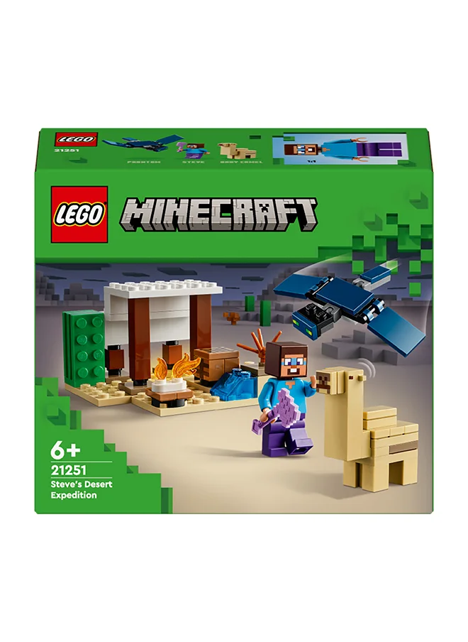 ليغو Minecraft Steve's Desert Expedition Building Toys for 6 Plus Year Old Kids, Boys and Girls, Biome Gaming Set with House, Toy Animal and Figures, Gift for Gamers 21251