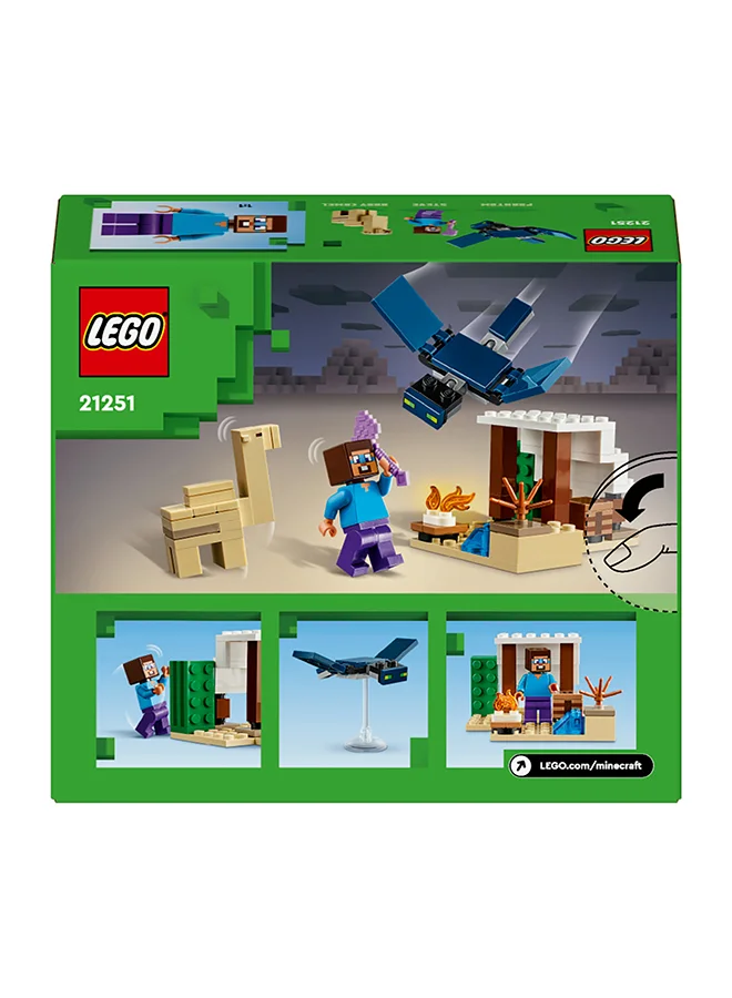 LEGO Minecraft Steve's Desert Expedition Building Toys for 6 Plus Year Old Kids, Boys and Girls, Biome Gaming Set with House, Toy Animal and Figures, Gift for Gamers 21251