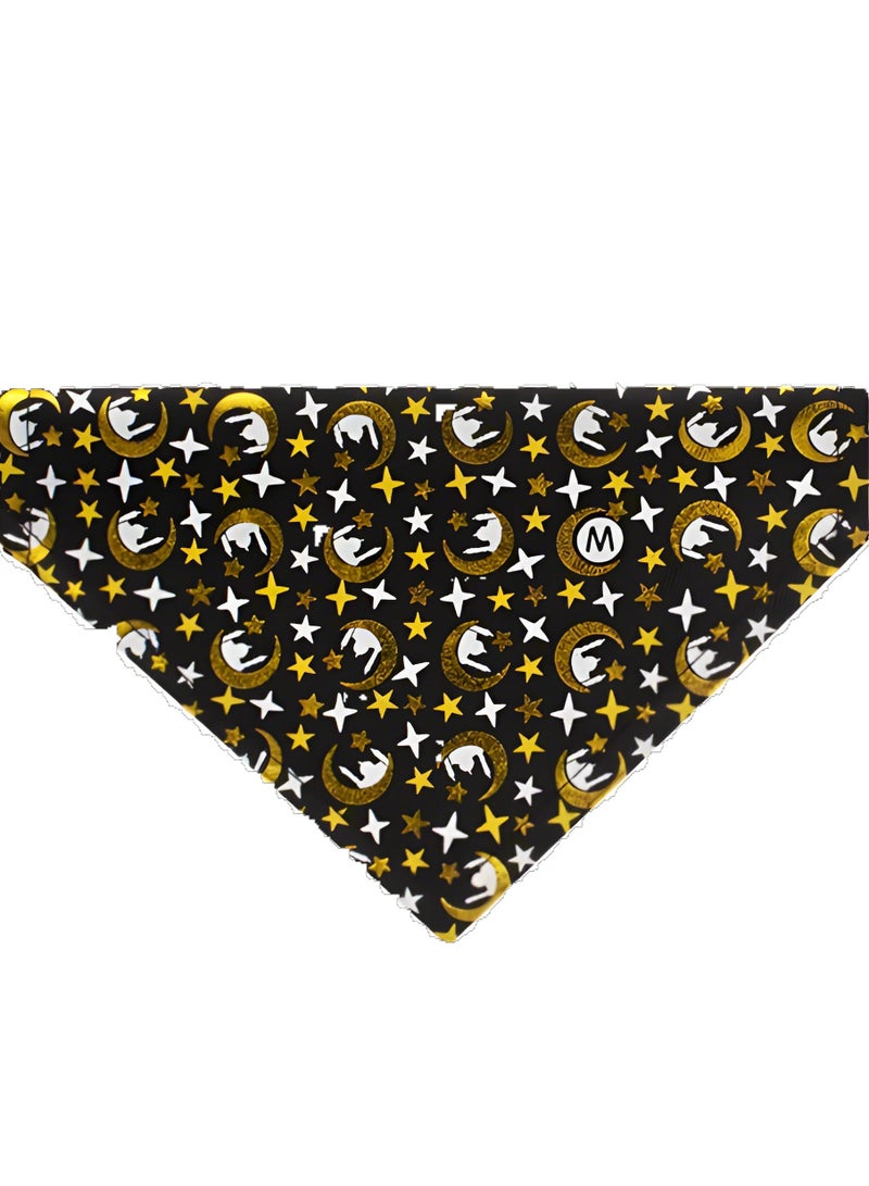 أطواق القطط العربية بنمط القمر والنجمة مع وشاح - أطواق قابلة للتعديل بطول 20-32 سم، تصميم إسلامي للقطط السعودية، قماش قابل للتنفس للمناخ الحار - Image 2