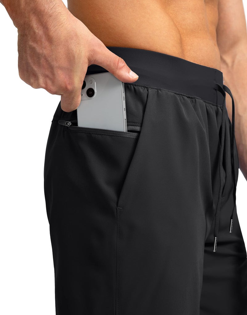 Soothfeel Men's Running Shorts with Zipper Pockets 7 Inch Lightweight Quick Dry Gym Athletic Workout Shorts for Men (Black, M) - Image 3